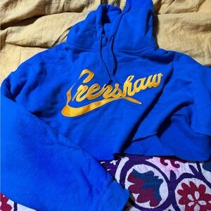Blue Hoodie with Gold Crenshaw Logo The Marathon cropped women’s Nipsey Hustle